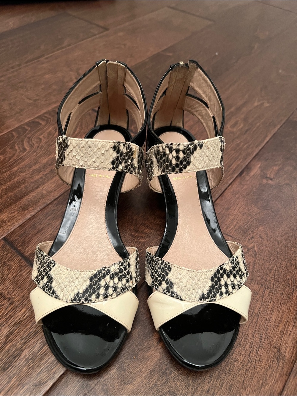 FENDI Python-Print and Black Two-Tone Women's Sandals